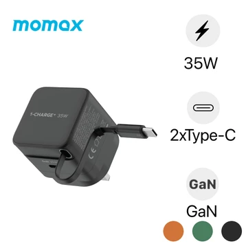 Sạc Momax 1-Charge+ 1 cổng USB-C 35W tích hợp cáp rút USB-C UM72