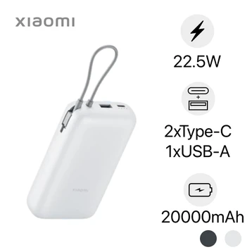 Pin dự phòng Xiaomi 1C1A 20000mAh 1C 22.5W tích hợp cáp Type-C