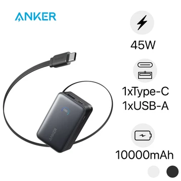 Pin sạc dự phòng Anker Nano 10000mAh 45w 1C1A tích hợp cáp USB-C A1638
