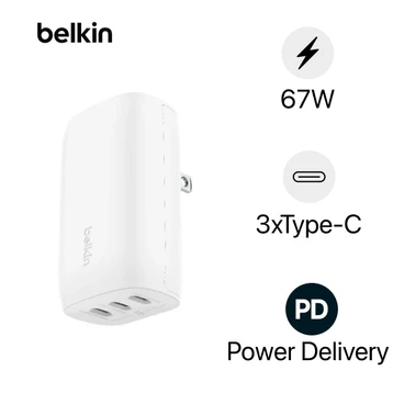 Củ sạc Belkin 67W Trial 3 x USB-C sạc nhanh PD3.1 PPS GaN