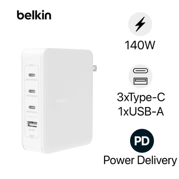 Củ sạc Belkin 140W GaN BOOST CHARGE Rockstar WCH014 - USB C x3, USB A x1