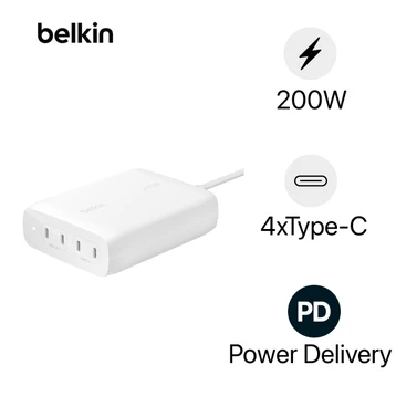 Củ sạc Belkin BOOSTCHARGE 200W GaN - 4 Cổng USB-C PD 3.1 PPS