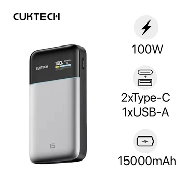 Pin dự phòng Cuktech 15 Air có màn hình Led 15000mAh 100W PB150S