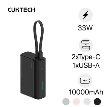 Pin dự phòng Cuktech CP133L 10000mAh 33W tích hợp cáp Type-C LPB100 - Cũ