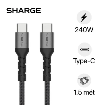 Cáp Sharge dây bện USB-C to C 240W dài 1.5M