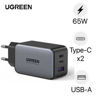 Củ sạc Ugreen GaN Nexode 3 cổng ( EU 2C 1A ) 65W CD244 10335 - Cũ