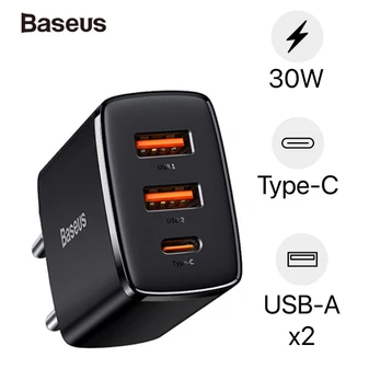 Củ sạc Baseus Compact 30W 3 cổng 2 x USB-A + USB-C