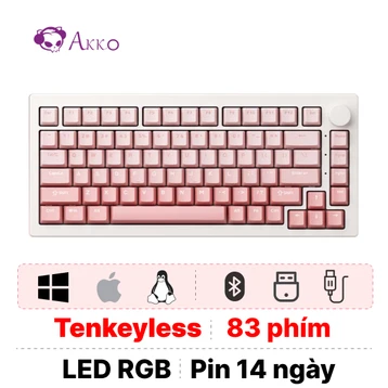 Bàn phím cơ không dây Bluetooth Akko 5075 V3 White&Pink Gradient