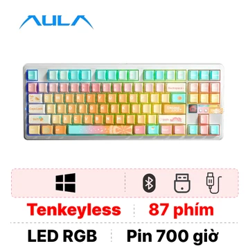 Bàn phím cơ không dây Aula F87 Pro V2 Cam