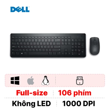 Combo bàn phím + chuột không dây KM3322W Đen