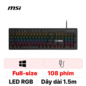Bàn phím Gaming MSI Force GK300 RGB Led đen