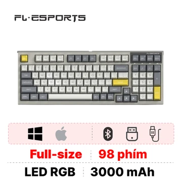 Bàn Phím Cơ Không Dây FL-Esports FL980 SAM White & Grey - Cũ