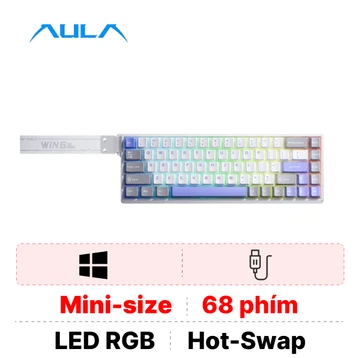 Bàn phím cơ có dây Aula WIN68HE Max xám trắng