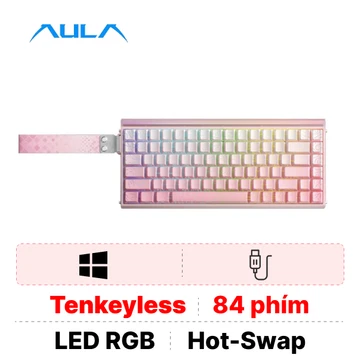 Bàn phím cơ có dây Aula HERO84 hồng gradient