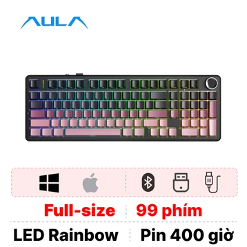 Bàn phím cơ không dây Aula F99 Pro đen hồng