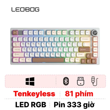 Bàn phím cơ không dây LEOBOG HI75C Pro Be Trắng Nâu