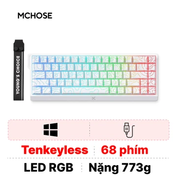 Bàn phím Gaming có dây HE Magnetic Mchose Ace68 Rapid Trigger White Topographic 