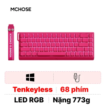 Bàn phím Gaming có dây HE Magnetic Mchose Ace68 Rapid Trigger Rose Red