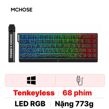 Bàn phím Gaming có dây HE Magnetic Mchose Ace68 Rapid Trigger Black Topographic