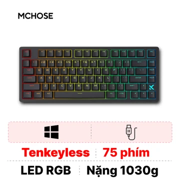 Bàn phím Gaming có dây HE Magnetic Mchose Jet 75 Rapid Trigger Black