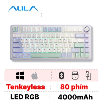 Bàn phím cơ không dây AULA F75 Ice Green