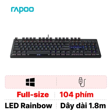 Bàn phím cơ Rapoo V510 LED Rainbow Đen