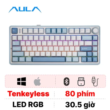 Bàn phím cơ không dây AULA F75 Ice Blue