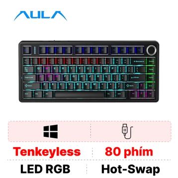 Bàn phím cơ có dây AULA F75 đen