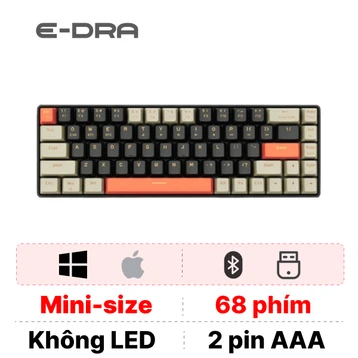 Bàn phím cơ E-Dra không dây EK368L Beta Trắng Xám