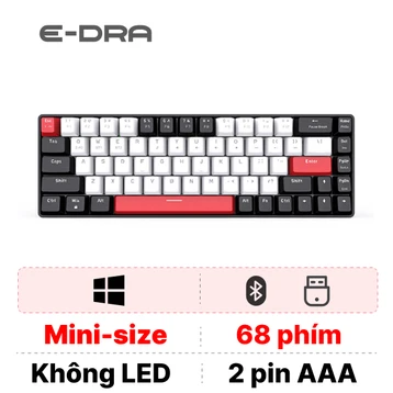 Bàn phím cơ E-Dra không dây EK368L BK Đen Trắng