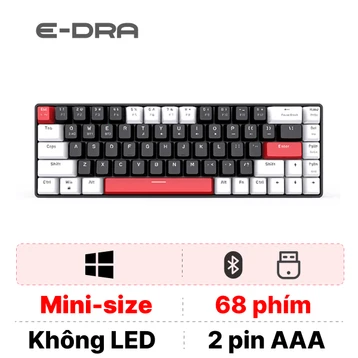Bàn phím cơ E-DRA không dây EK368L WH Đen Trắng - Cũ
