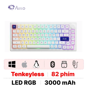 Bàn phím cơ AKKO không dây 5075B Plus White Cream Yellow Switch