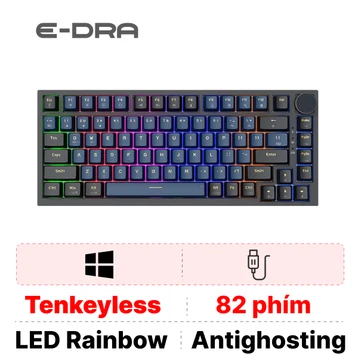 Bàn phím cơ E-DRA EK375 V2 Alpha Black Blue - Cũ