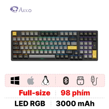 Bàn phím cơ AKKO không dây 3098B Black Cream Yellow Switch