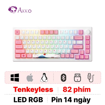 Bàn phím cơ không dây AKKO MOD007B-HE PC Tokyo Sakura Pink Magnetic Switch