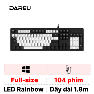 Bàn phím cơ có dây Dareu EK104 trắng đen