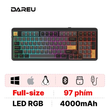 Bàn phím cơ không dây Dareu EK98 Pro RGB Black-Golden