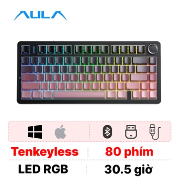 Bàn phím cơ không dây Aula F75 Đen Hồng Gradient