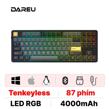 Bàn phím cơ không dây Dareu EK87 Pro RGB Black-Golden