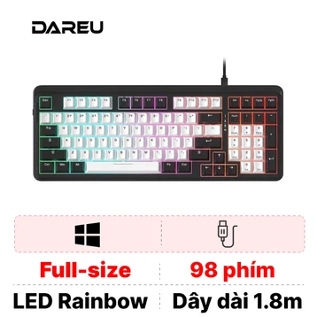 Bàn phím cơ có dây Dareu K98 trắng đen