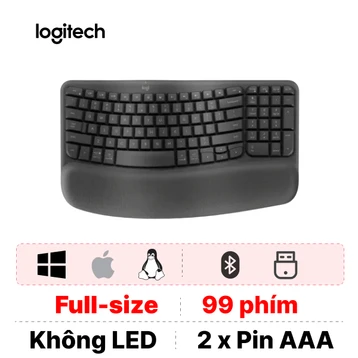 Bàn phím không dây Logitech Wave Keys Ergonomic