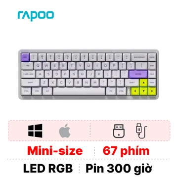 Bàn phím cơ Rapoo Aesco A67 Esport Rapid Trigger Hotswap Trắng