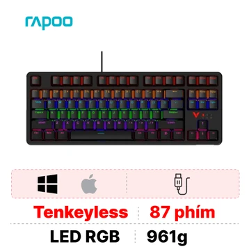 Bàn phím cơ có dây Rapoo V500 Pro 87 đen