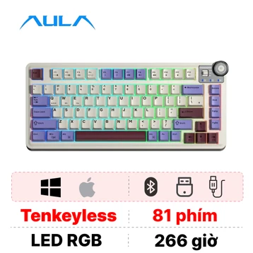 Bàn phím cơ không dây Aula AU75 be
