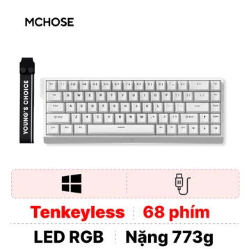 Bàn phím Gaming có dây HE Magnetic Mchose Ace68 Rapid Trigger White 