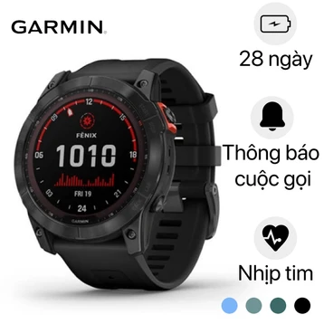 Đồng hồ thông minh Garmin Fenix 7x Sapphire Solar viền titanium dây cao su - Cũ Xước Cấn