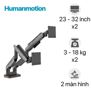 Giá treo màn hình máy tính Human Motion T9 Pro Gen 2 Dual