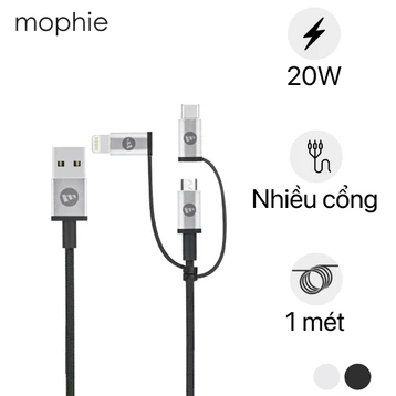 Cáp Mophie 3 trong 1 (Lightning - Micro - Type-C) 1 mét