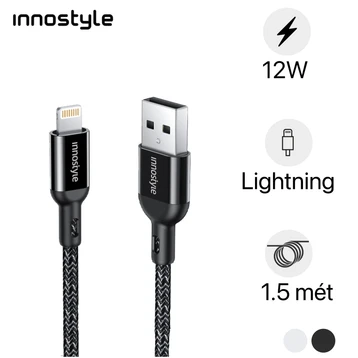 Cáp Innostyle Powerflex USB-A to Lightning MFI 1.5M 12W IAL150AL