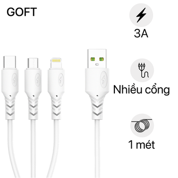 Cáp Golf 3 in 1 sạc nhanh 3A GC-85 1 mét